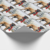Bullmastiff Hond in Sneeuw Kerstmis Cadeaupapier (Hoek)