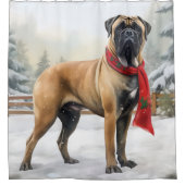 Bullmastiff Hond in Sneeuw Kerstmis Douchegordijn (Voorkant)