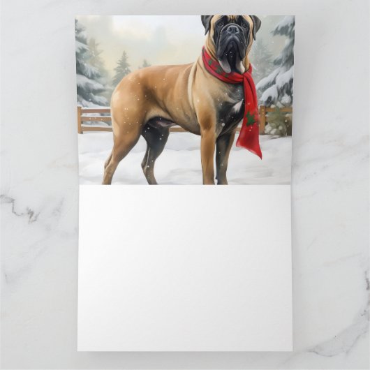 Bullmastiff Hond in Sneeuw Kerstmis Kaart (Binnen)