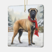 Bullmastiff Hond in Sneeuw Kerstmis Keramisch Ornament (Links)