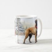 Bullmastiff Hond in Sneeuw Kerstmis Koffiemok (Voorkant rechts)