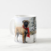 Bullmastiff Hond in Sneeuw Kerstmis Koffiemok (Voorkant links)