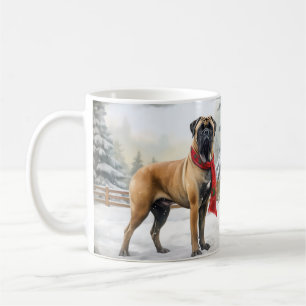 Bullmastiff Hond in Sneeuw Kerstmis Koffiemok