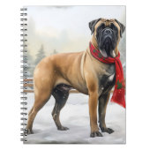 Bullmastiff Hond in Sneeuw Kerstmis Notitieboek (Voorkant)