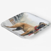Bullmastiff Hond in Sneeuw Kerstmis Papieren Bordje (Gebogen)
