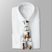 Bullmastiff Hond in Sneeuw Kerstmis Stropdas (Gebonden)