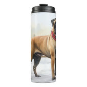 Bullmastiff Hond in Sneeuw Kerstmis Thermosbeker (Voorkant)
