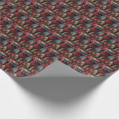 Bullmastiff hond met kerstcadeaus open haard cadeaupapier (Hoek)