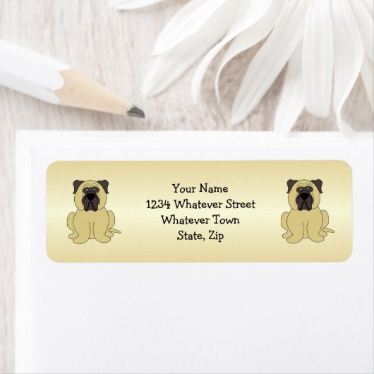 Bullmastiff-hond ontwerp retouradres etiket (Insitu)