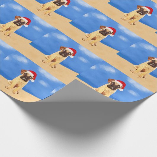 Bullmastiff Hond Op Strand Kerstvakantie Cadeaupapier (Hoek)