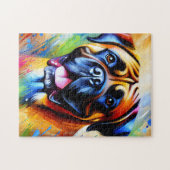 Bullmastiff Hond Portret Acryl Art Print Hond Legpuzzel (Horizontaal)