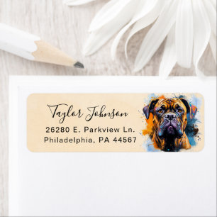Bullmastiff-hond retouradreslabel etiket