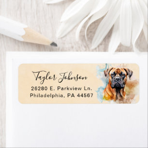 Bullmastiff-hond retouradreslabel etiket