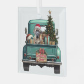 Bullmastiff Hond Retro Truck Kerstmis Glas Ornament (Voorkant links)
