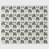 Bullmastiff Hond Retro Truck Monogram Kerstmis Cadeaupapier (Vlak)