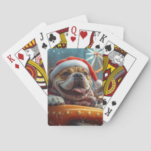 Bullmastiff Hond Reuzenrad Kerst  Pokerkaarten