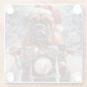 Bullmastiff Hond Rijden Motorfiets Kerstmis Glazen Onderzetter (Achterkant)