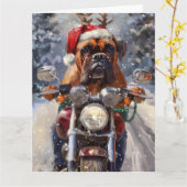 Bullmastiff Hond Rijden Motorfiets Kerstmis Kaart (Gele Bloem)