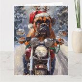 Bullmastiff Hond Rijden Motorfiets Kerstmis Kaart (Voorkant)