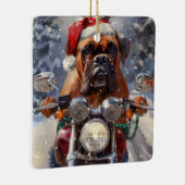 Bullmastiff Hond Rijden Motorfiets Kerstmis Keramisch Ornament (Rechts)