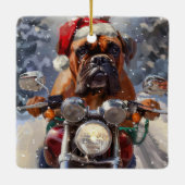 Bullmastiff Hond Rijden Motorfiets Kerstmis Keramisch Ornament (Achterkant)