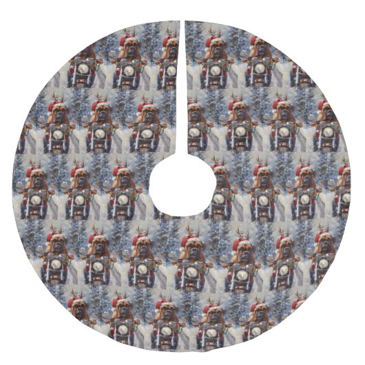 Bullmastiff Hond Rijden Motorfiets Kerstmis Kerstboom Rok (Voorkant)