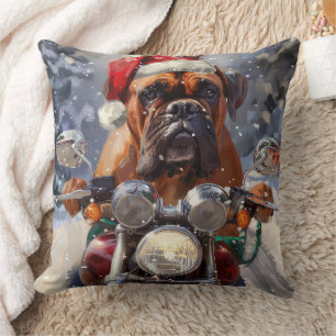 Bullmastiff Hond Rijden Motorfiets Kerstmis Kussen