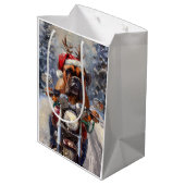 Bullmastiff Hond Rijden Motorfiets Kerstmis Medium Cadeauzakje (Achterkant Gekanteld)