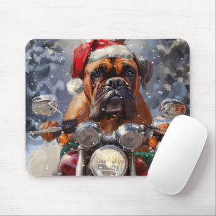 Bullmastiff Hond Rijden Motorfiets Kerstmis Muismat