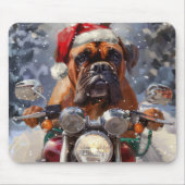 Bullmastiff Hond Rijden Motorfiets Kerstmis Muismat (Voorkant)