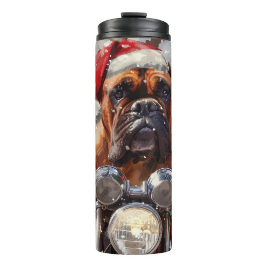 Bullmastiff Hond Rijden Motorfiets Kerstmis Thermosbeker (Voorkant)