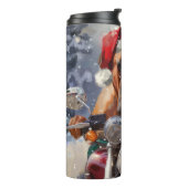 Bullmastiff Hond Rijden Motorfiets Kerstmis Thermosbeker (Gedraaid links)