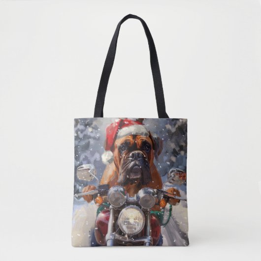 Bullmastiff Hond Rijden Motorfiets Kerstmis Tote Bag (Voorkant)