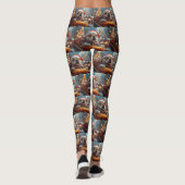 Bullmastiff Hond Roller Coaster Kerstmis  Leggings (Achterkant)