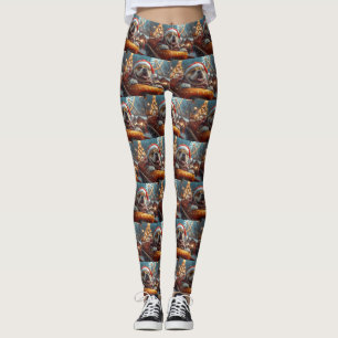Bullmastiff Hond Roller Coaster Kerstmis  Leggings