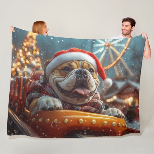 Bullmastiff-hond rollercoaster Kerst  Fleece Deken (In situ)