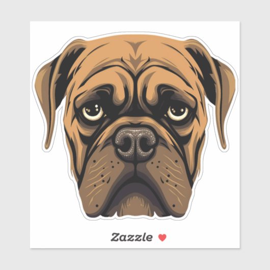 Bullmastiff hond schattig puppy gezicht contour sticker (Vel)