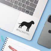 Bullmastiff Hond Silhouet Waterdicht Vinyl Decal Sticker (Laptop met iPhone)