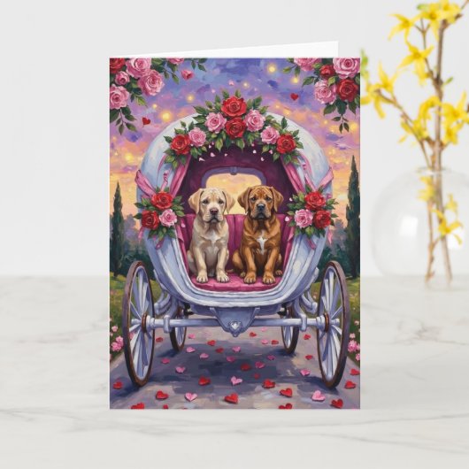 Bullmastiff Hond Valentijnsdag  Kaart (Gele Bloem)