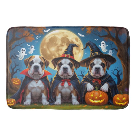 Bullmastiff Honden Pompoen Halloween Grappig Badmat (Voorkant)