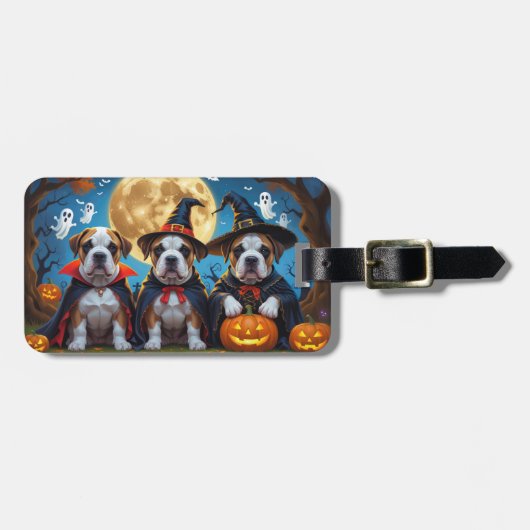 Bullmastiff Honden Pompoen Halloween Grappig Bagagelabel (Voorkant horizontaal)