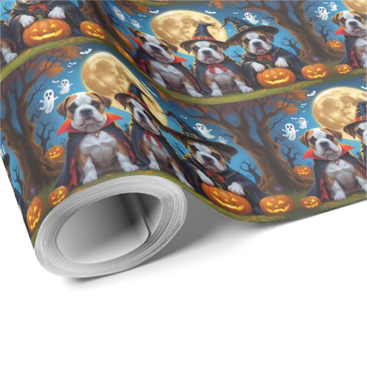 Bullmastiff Honden Pompoen Halloween Grappig Cadeaupapier (Rol Hoek)