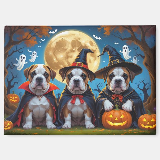 Bullmastiff Honden Pompoen Halloween Grappig Magneet (Voorkant)