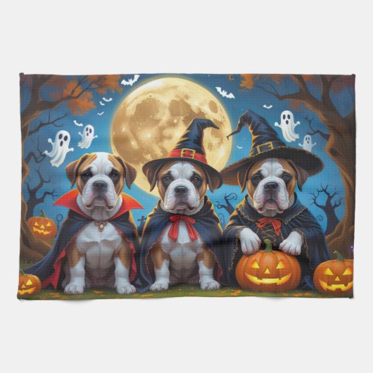 Bullmastiff Honden Pompoen Halloween Grappig Theedoek (Horizontaal)