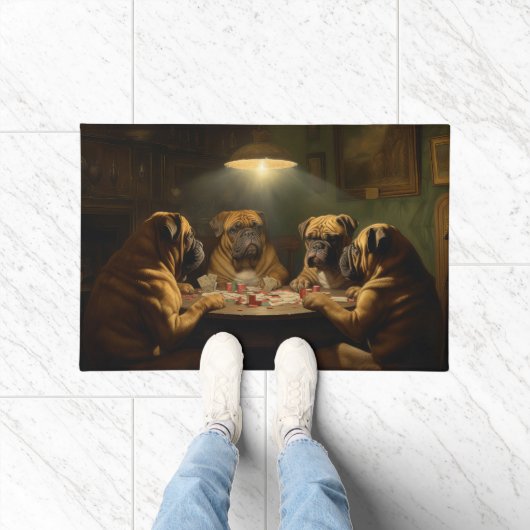 Bullmastiff Honden spelen Poker Art Deurmat (Binnen)