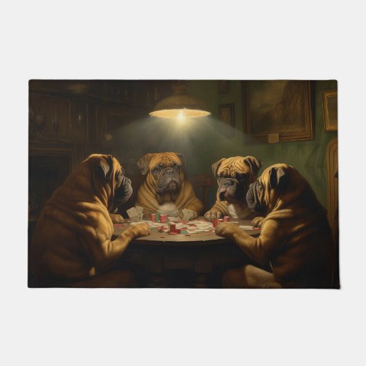 Bullmastiff Honden spelen Poker Art Deurmat (Voorkant)