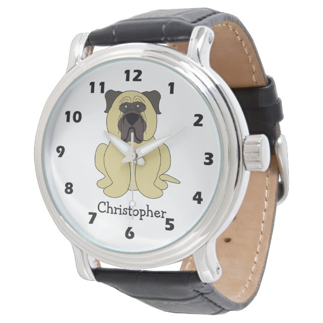 Bullmastiff hondenontwerp horloge (Gekanteld)