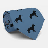 Bullmastiff Hondenras Silhouetten Patroon Blauw Stropdas (Opgerold)