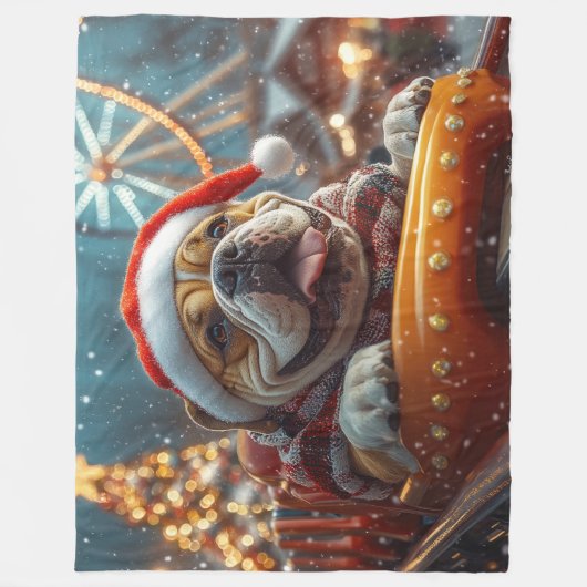 Bullmastiff Hondenroller Onderzetter Kerst Fleece Deken (Voorkant)