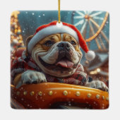 Bullmastiff Hondenroller Onderzetter Kerst Keramisch Ornament (Achterkant)